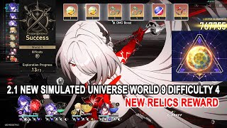 HSR 21 New Simulated Universe World 9 Difficulty 4 E0S1 Acheron Showcase  New Relics Reward [upl. by Ahtis]