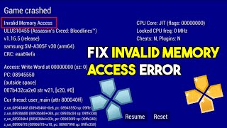 How to fix invalid memory access in ppsspp emulator how to fix invalid memory access ppsspp android [upl. by Polash]