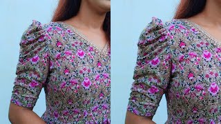 kurti puff sleeve design cutting and stitching  puffy sleeve design puff baju  astin design 2024 [upl. by Redvers]