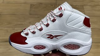 Reebok Question Mid Red Toe Allen Iverson Basketball Shoes [upl. by Siraved876]