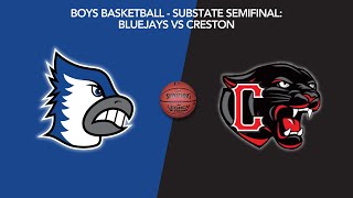 Boys Substate Semifinal Basketball Bluejays vs Creston [upl. by Rehnberg807]