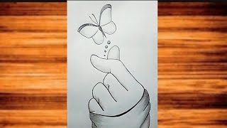 How to draw a hand with beautiful butterfly  easy pencil sketch tutorial for beginners stepbystep [upl. by Hctub]