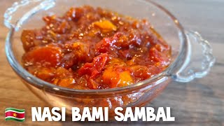 Surinaamse Javaanse NasiBami Sambal receptSurinamese Hot pepper sauce recipe [upl. by Knorring]