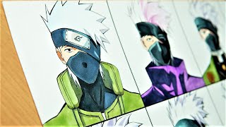 Drawing KAKASHI in 12 different anime styles ナルト 疾風伝 [upl. by Nonohcle]