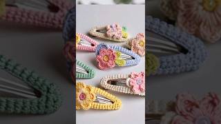 crochet hair clips  crochet clips tutorial crochet hairclip shorts shortvideo [upl. by Kristina]