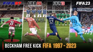 Beckham Free Kick In Every FIFA  1997  2023 [upl. by Asiole]