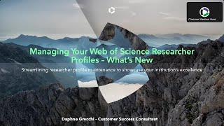 Mini Learning Series Managing your Web of Science Researcher Profiles [upl. by Alekahs364]