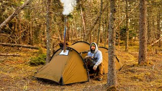 Hot Tent Camping In Cold Temperatures [upl. by Ahseim225]