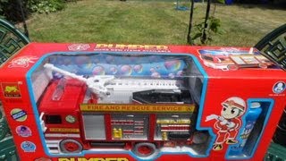 Amazing PUMPER TOY BUBBLE BLOWING FIRE ENGINE TRUCK [upl. by Blight593]