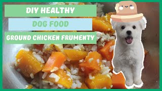 DIY Dog Food  Ground Chicken Frumenty  Dog Food Using Ground Chicken Squash and Carrots [upl. by Nnauol]