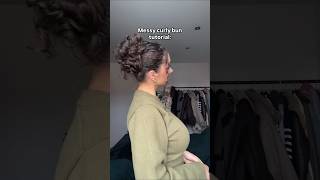 Messy curly bun tutorial hairtutorial hairhack bunhack [upl. by Rosenstein549]