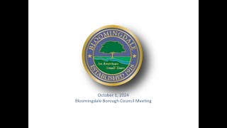 Bloomingdale Borough Council Meeting  October 1 2024 [upl. by Kola]