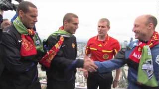 Man UnitedSounders Coin Toss atop the Space Needle [upl. by Maro527]