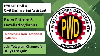 PWD JE 2023  PWD CEA  Civil Engineering Assistant  Exam Pattern  Detailed Syllabus pwd [upl. by Woodcock]