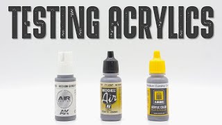 COMPARING amp TESTING ACRYLIC AIRBRUSH PAINTS  AK 3rd gen vs VALLEJO Model Air vs AMMO acrylic [upl. by Hildy339]