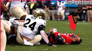 Grayson McCall takes HORRIFIC hit 😱 NC State QB Grayson McCall carted off field after hit to head [upl. by Adama]