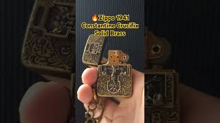 🔥Zippo 1941 Constantine Crucifix Solid Brasszippo ジッポー zippo [upl. by Porcia]