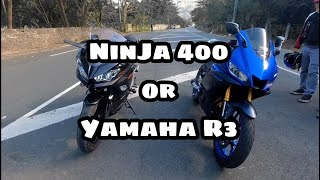 Ninia 400  Yamaha R3  Walk around Full exhaust sound test  Seat height test [upl. by Yelhs]