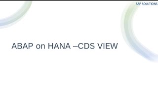 ABAP ON HANA CDS VIEW [upl. by Alyar604]