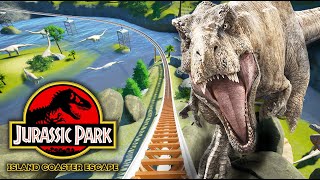 JURASSIC PARK Island Adventure Escape Roller Coaster POV CC [upl. by Oigroeg567]