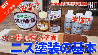 【ニス塗装の基本】水や傷に強いウレタンニスの扱い方・塗装法 [upl. by Niobe]