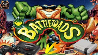 BattleToads  Sega Genesis Gameplay vs Nintendo NES Gameplay [upl. by Yahsram]