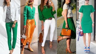 COMBINACIONES DE ROPA CON EL COLOR VERDE ESMERALDA  LOOKS Y OUTFITS EN COLOR VERDE ESMERALDA [upl. by Tehc]