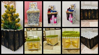 3 Cardboard box craft ideas Home Organizer diy craft [upl. by Devlen]