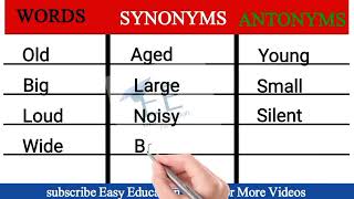 Synonyms and antonymssynonyms and antonyms in English antonymenglishvocabularysynonymsantonyms [upl. by Annabal]