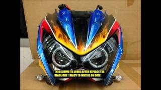 Kawasaki z800 250 300 projector headlight installation fast tutorial [upl. by Lamprey311]