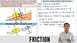 Friction  Problem 12  Conventional Approach [upl. by Naicad]