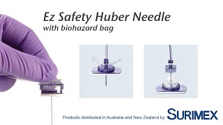 Surimex Ez Safety Huber Needle non coring needle with biohazard bag protection [upl. by Ardnekal]