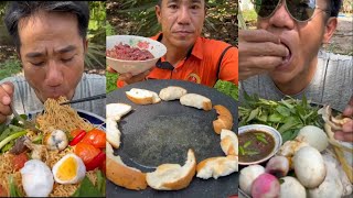 ASMR VANLONG VLOGS EATING SHOW yummy food mukbang ngontinhhay yellownoodlesoup babyeggs [upl. by Namwen34]