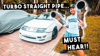 THE ULTIMATE EXHAUST TT Nissan 300zx Exhaust INSTALL Mini GTR FULL STRAIGHT PIPE [upl. by Duffie]