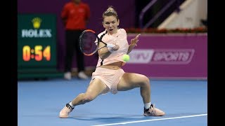 2018 Qatar Total Open Quarterfinals  Simona Halep vs CiCi Bellis  WTA Highlights [upl. by Brigg]