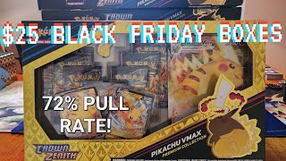 NEW BLACK FRIDAY CROWN ZENITH BOXES ARE INSANE 10x Pikachu Vmax Walmart Exclusive Boxes Pokemon Tcg [upl. by Balliol]