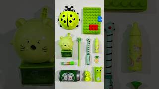 Beautiful Green Stationery Items Pencil Pen Sharpener Eraser Notebook backtoschool stationery [upl. by Novaj846]