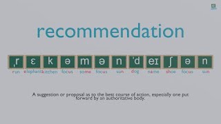 How to pronounce recommendation [upl. by Vinia]