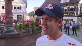 Sebastian Vettel fährt mit seinem F1 Boliden durch Heppenheim HD [upl. by Ennalorac]