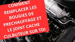 remplacement des bougies de préchauffage  joint de cache culbuteur TDI [upl. by Eidnarb860]