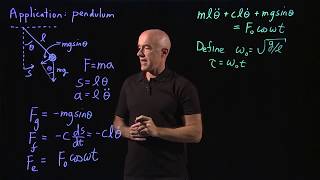 Simple pendulum with friction and forcing  Lecture 27  Differential Equations for Engineers [upl. by Casie908]