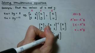 Solving simultaneous equations using matrices [upl. by Llemaj]