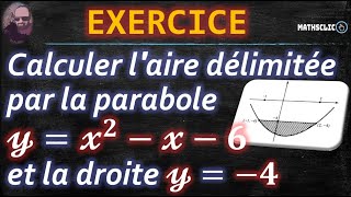 🔴MATHSCLIC EXERCICE  CALCUL DE LAIRE DÉLIMITÉE PAR LA PARABOLE 𝔂𝔁𝟐−𝔁−𝟔 ET LA DROITE 𝔂−𝟒 [upl. by Bernetta624]