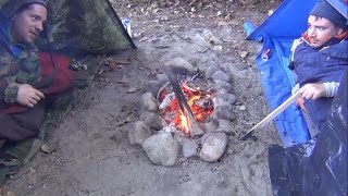 Tarp Camping with Wool Blanket and Fire [upl. by Tuchman450]