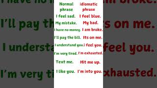 Normal Phrase Vs Idiomatic Phrase english englishgrammar idioms phrases shorts englishacademy [upl. by Sims718]