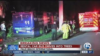 Rental car bus slams into trees near PBIA [upl. by Ardnasal]