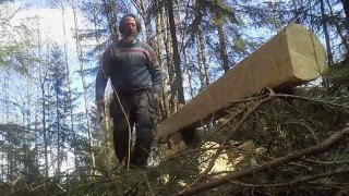 🔴 Hewing timber using a Norwegian method [upl. by Mastat]