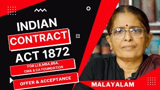 INDIAN CONTRACT ACT 1872  MALAYALAM  OFFER amp ACCEPTANCE [upl. by Alimat]