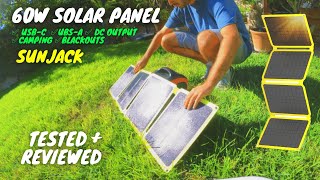 SUNJACK 60W Portable midsized Solar Panel ☀️ USBC USBA DC Output [upl. by Ayifa]