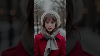 Red Peacoat amp Fluffy Earmuffs stylingbook fashionshow winter coat [upl. by Sairu]